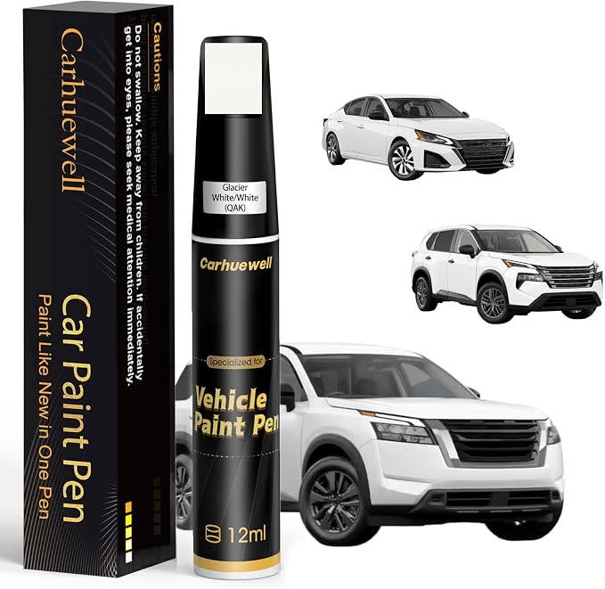Glacier White/White(QAK) Touch Up Paint Compatible with Nissan, Exact Match Car Paint Pen Automotive Scratch Repair Remover Kit Quick & Easy Solution for Vehile Chips and Nicks