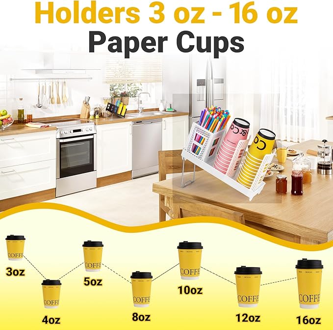 Cup and Lid Holder, Disposable Paper Cup Dispenser