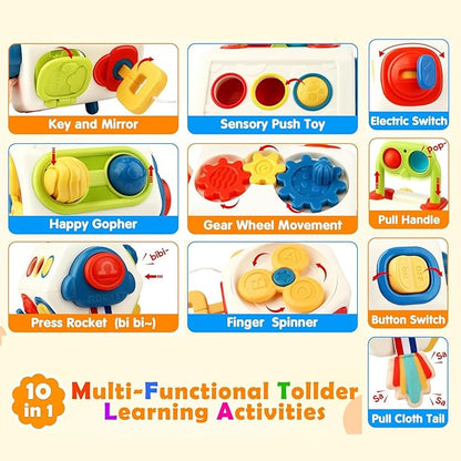 Busy Cube for Toddlers 1 Years Old, Montessori Toys for 1 Year Old - Ideal Gifts for 1 Year Old Boys Girls - Airplane Plane Car Travel Toys for 6 to 18 Months Toddlers Educational Learning Toys