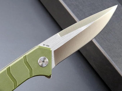 Eafengrow EF234 Folding Knife D2 Steel Blade G10 Handle EDC Tool Knives for Outdoor Working Camping Fishing(green)