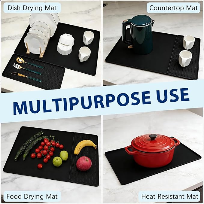 Silicone Coffee Mat 24" x 16", Heat Resistant Non Slip Leak Proof