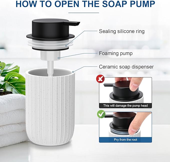 Ceramic Foaming Soap Dispenser, 12 oz Bathroom Foam Hand Soap Dispenser