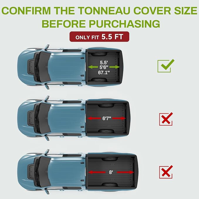 AUTOSAVER88 Soft Quad-fold Truck Bed Tonneau Cover Compatible with 2004-2014 Ford F-150 F150 (Excl. Raptor Series) 5.5ft Bed