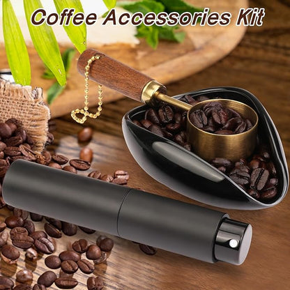 4Pcs Coffee Bean Dosing Cup, Spray Bottle, Spoon and Stirrer Tool Set, Coffee
