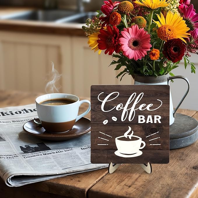Funny Coffee Bar Decor Sign – Rustic Wooden Plaque