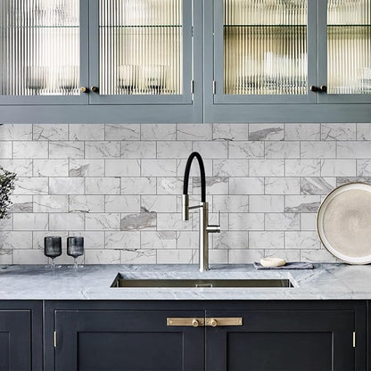 Vamos Tile 100-Piece Glossy Statury White Peel and Stick Backsplash Tile