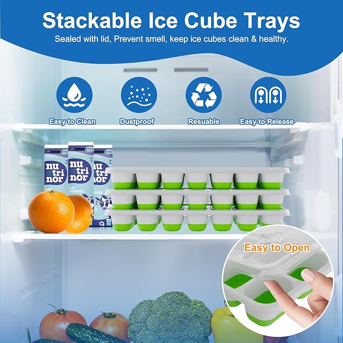 Ice Cube Tray, Ice Cube Trays for Freezer 3 Pack