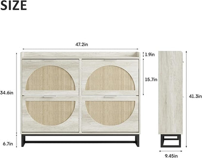 Maupvit Large Rattan Shoe Storage Cabinet
