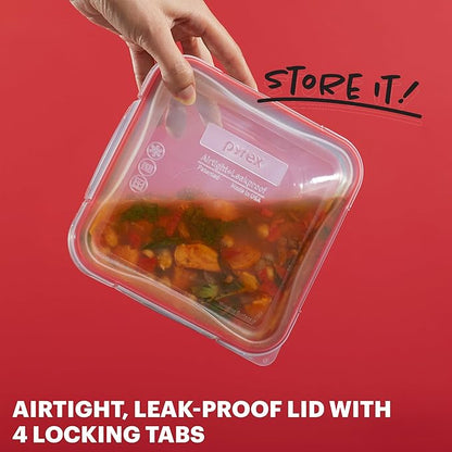 Pyrex Freshlock Mixed Sized Airtight Glass Food Storage Container Set, Non Toxic