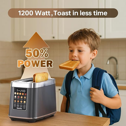 Mecity 2 Slice Toaster with Touch Screen & Auto Lift, Stainless Steel