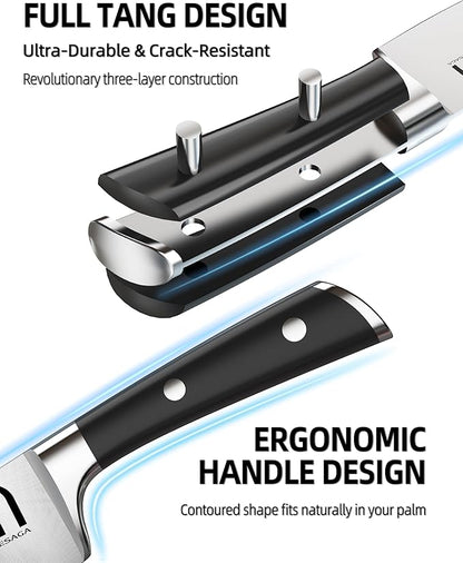 KnifeSaga Knife Set, Enduring Razor-Sharp High Carbon Stainless Steel Chef