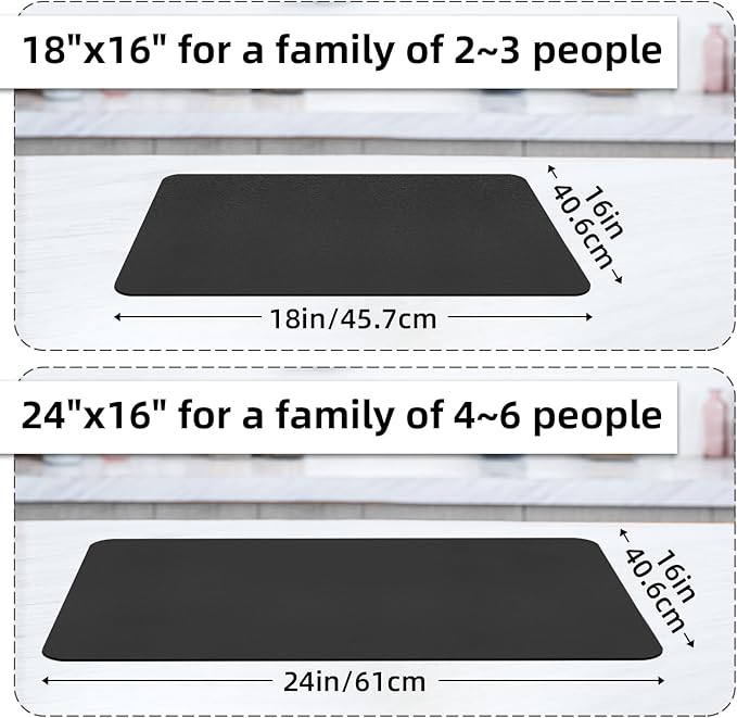 LOPNUR Kitchen Dish Drying Mat, Diatomite Coffee Mat, Super Absorbent Dish