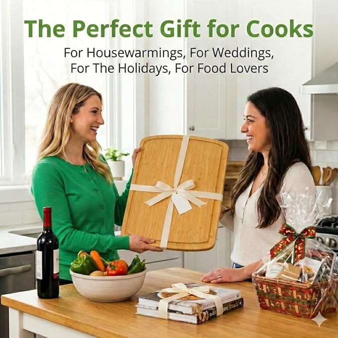 GREENER CHEF 18 Inch Extra Large Bamboo Cutting Board