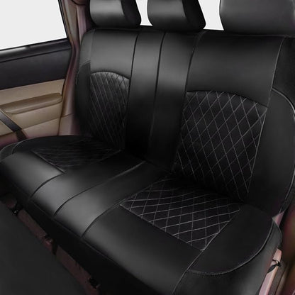 Universal Deluxe Pu Luxury Vinyl Faux Leather Car Seat Covers Full Set, Airbag Compatible, Breathable, Fit for Cars, Trucks, SUV (All Black)