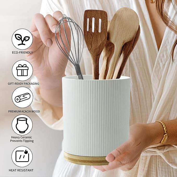 360° Rotating Utensil Holder for Kitchen Counter, 7.6'' Extra Large Utensil