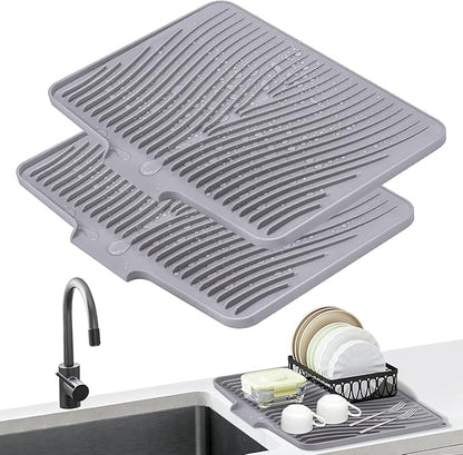 Silicone Dish Drying Mat for Kitchen Counter, Dish Drying Pad, Non-Slip Drain