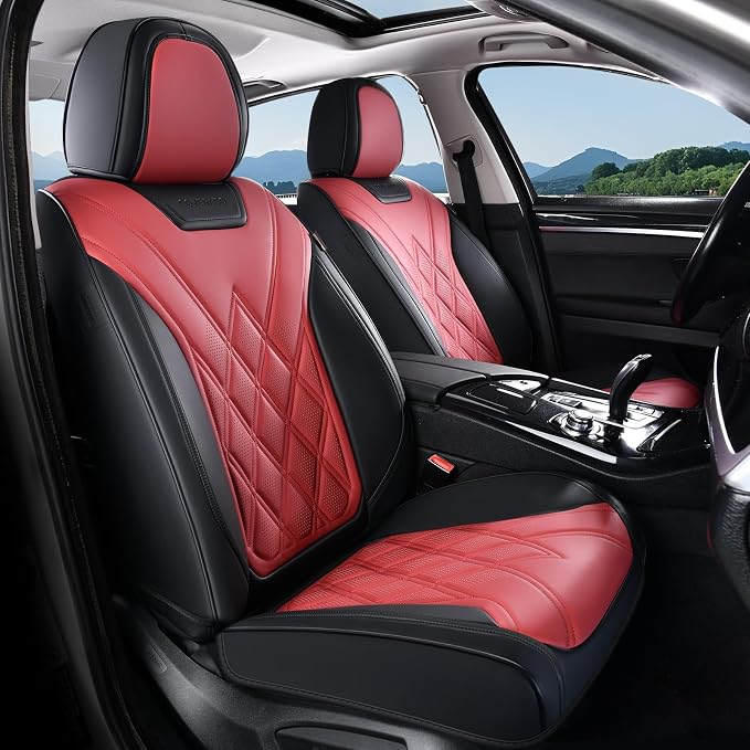 Coverado Car Seat Covers Full Set, Seat Covers for Cars, Front Seat Covers and Back Seat Cover Waterproof Leather Automotive Seat Cover, Universal Car Interior Protectors Cushion for Most Cars