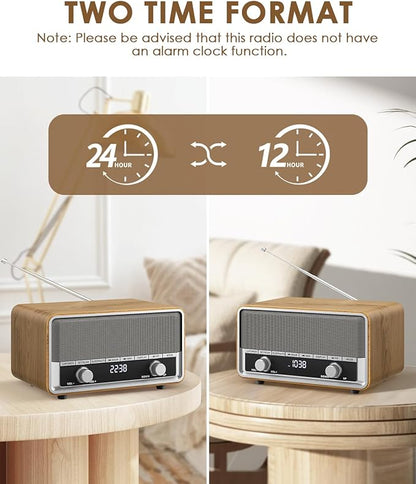 Vintage Wood AM FM Bluetooth Radio