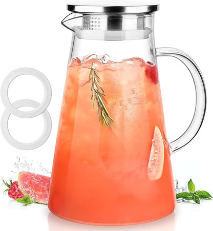 LUNA&MANTHA Glass Pitcher, 2 Liter 68oz Water Pitcher