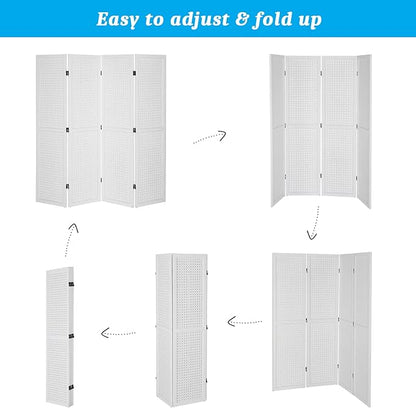 Bonnlo 4 Panel Pegboard Freestanding, 5 FT Portable Display Board Organizer