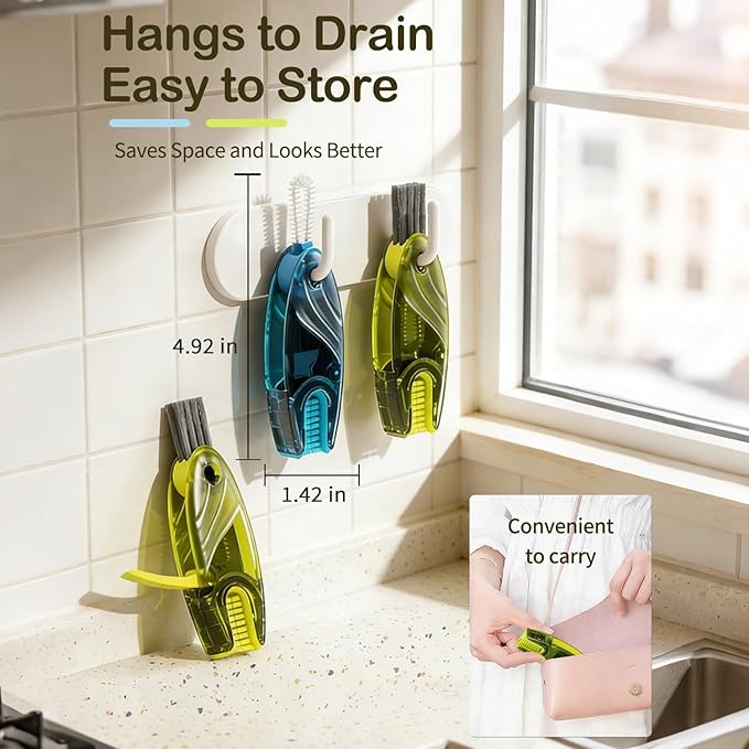 3 in 1 Cup Lid Gap Cleaning Brush Set, 3 Colors