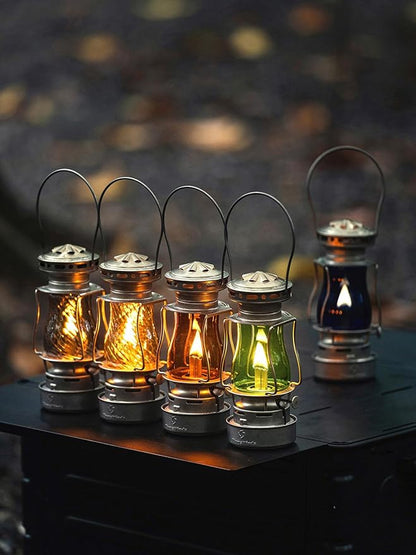 Vintage Oil Lantern, Waterproof Fuel Lantern with Carry Handle, for Outdoor Camping Hiking Patio Picnic, Retro Silver