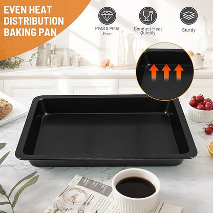 Sheet Cake Pan with Lid, Non-Stick Ceramic Coating Baking Pan, Oven Safe 450°F