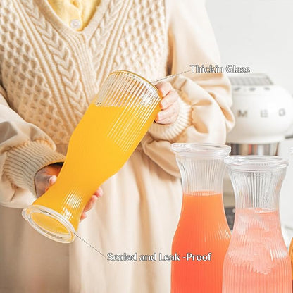 INSETLAN 1 Liter Ribbed Glass Carafe