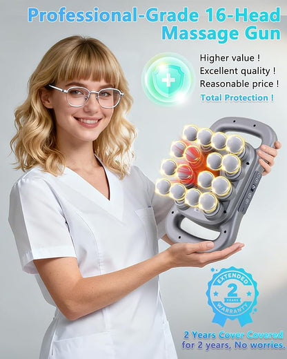 16-Head Massage Gun, Deep Tissue Percussion Massager