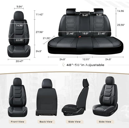 Coverado Car Seat Covers, Front Covers for Cars, Car Seat Cover Front Seats, Automotive Seat Cover, Waterproof, Leather Car Seat Cushion, Universal Interior Covers Seat Protectors for Most Cars Black