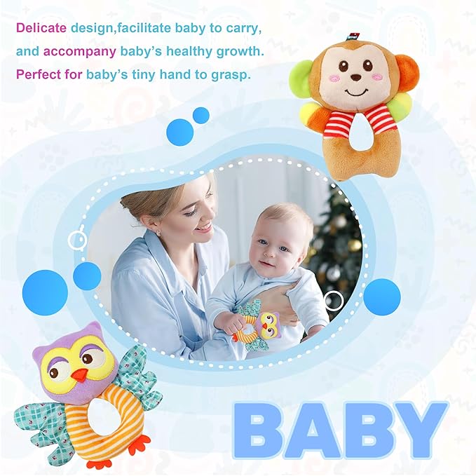 BLOOBLOOMAX Sock rattles for Babies 0-24 Months Baby Animal Foot Finder Educational Toys