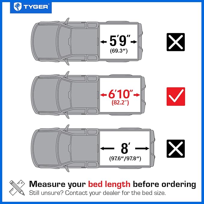 Tyger Auto T2X Low Profile Soft Roll-up in Fabric Truck Bed Tonneau Cover Compatible with 2020-2026 Chevy Silverado GMC Sierra 2500 3500HD | 6'10" (82") Bed | TG-BCXC3787