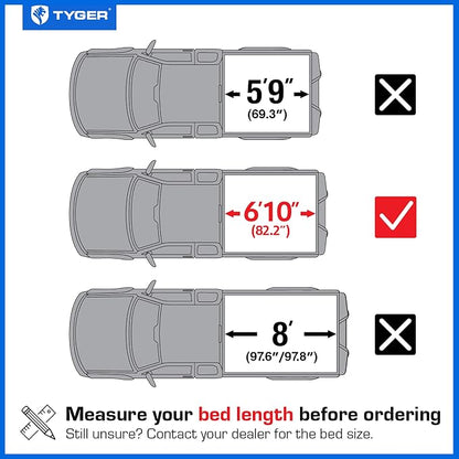Tyger Auto T2X Low Profile Soft Roll-up in Fabric Truck Bed Tonneau Cover Compatible with 2020-2026 Chevy Silverado GMC Sierra 2500 3500HD | 6'10" (82") Bed | TG-BCXC3787