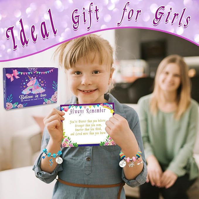 Charm Bracelet/Jewelry Making Kits for Kids Girls,Unicorn Birthday Gifts,Arts Crafts Toys for 5 6 7 8 9 12 Years Old Girls