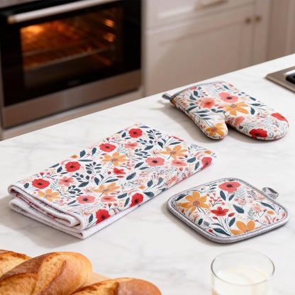 6 Pcs Kitchen Stuff Accessories, Kitchen Oven Mitts and Pot Holders Sets
