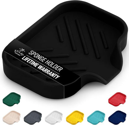 Zulay Kitchen Small Silicone Sponge Holder – Space-Saving Sink Organizer Tray