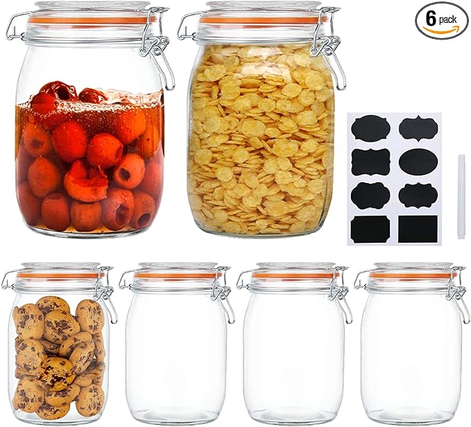 Glass Jars 32oz, Airtight Glass Food Storage Jar
