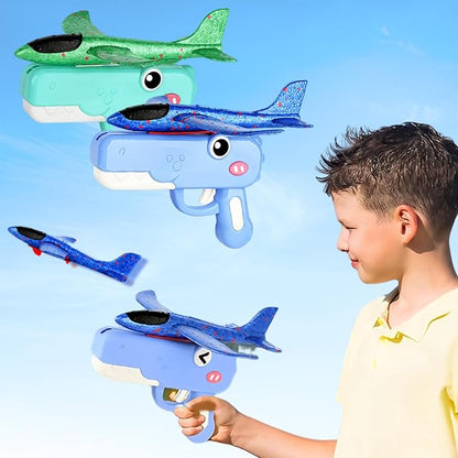 2 Pack Airplane Launchers Toy for Kids Toy Plane Outdoor Toys for Boys Flying Toys Birthday Gifts for Boys Girls 4 5 6 7 8 9 10 11 12 Year Old