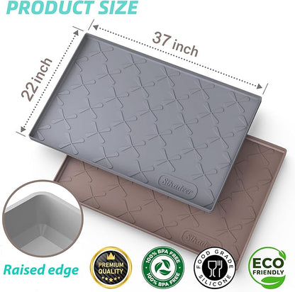 SIKADEER 37" x 22" Under Sink Mat Waterproof, Silicone Mat Kitchen Drawer Shelf