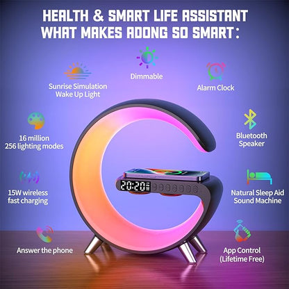 Smart LED Night Light, Wireless Charger, Phone Wireless Charging Dock, Table