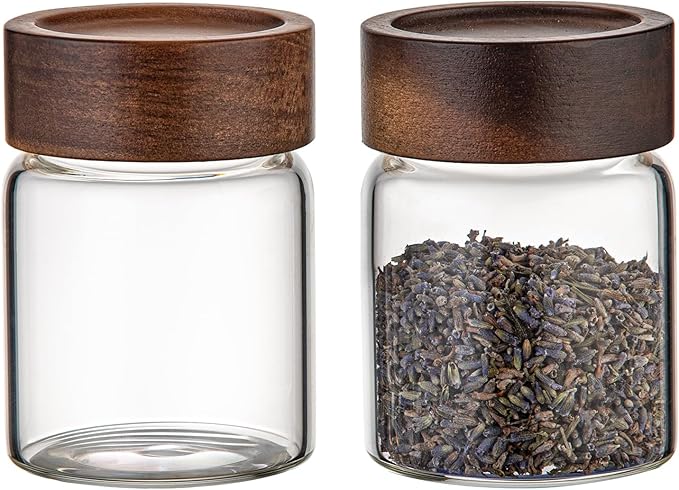 Glass Spice jars Glass Jars with Screw Lid 5 oz, Food Storage Canister for Pantry Sugar Tea Coffee Bean Seasoning Nuts Cookies (6 * 150ml(5oz))