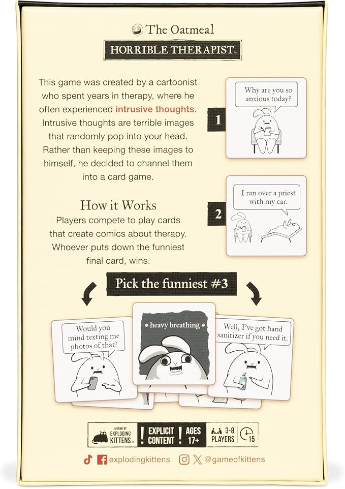 Horrible Therapist: Extra Horrible Edition by Exploding Kittens - A Card Game for 3-8 Players, Ages 17+ - Adult Party Game for Family Night