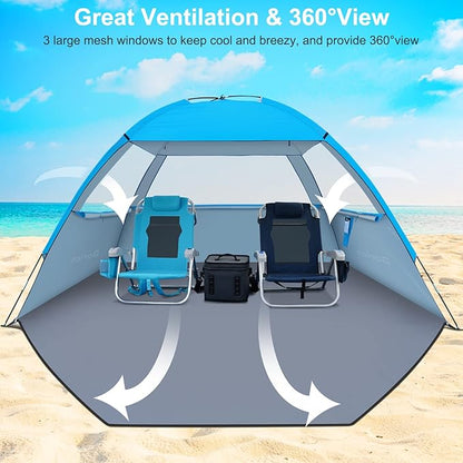 Gorich Beach Tent Sun Shelter for 3/4-5/6-7/8-10 Person with UPF 50ï¼?UV Protection, Lightweight & Easy Setup Beach Shade Canopy, Portable Beach Shade Tent Beach Cabana