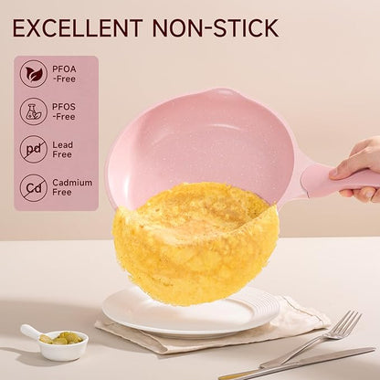 JEETEE Pink Pots and Pans Set Nonstick 23pcs, Healthy Kitchen Cookware Sets