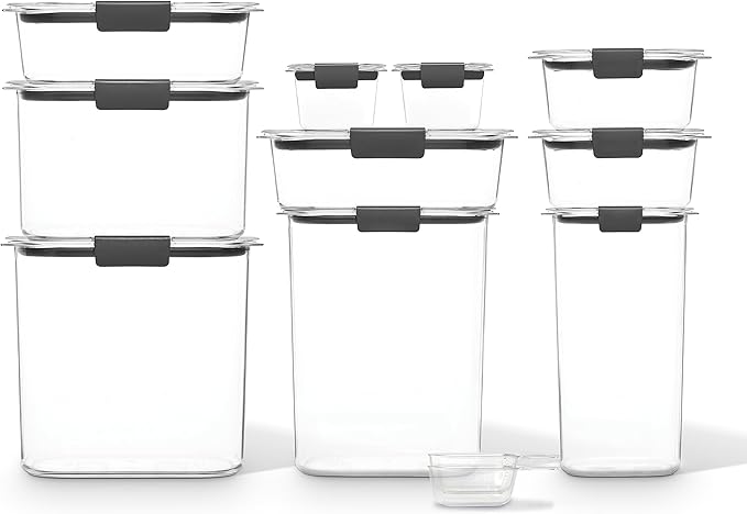 Rubbermaid Brilliance Pantry 10 Piece Set, Clear and Airtight Food and Pantry Storage Containers