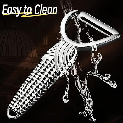 Maxjoy Vegetable Potato Apple Carrot Fruit Veggie Peeler - Corn Kernel Ergonomic Handle, Ultra Sharp Stainless Steel Blades - Silver