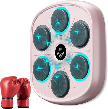 2025 New Model Smart Music Boxing Machine for Adults and Kids, Training Machine with LED Electronic Wall Mounted, Home Indoor Workout Equipment with Premium Boxing Gloves