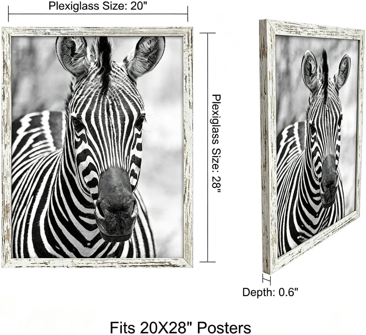 20x28 Poster Frame,Distressed,Engineered Wood with Polished Plexiglass | Large Wide Picture Frames for Vertical or Horizontal Wall Display,Fits Photos,Art Prints,FSC Certified Eco-Friendly,2 Pack