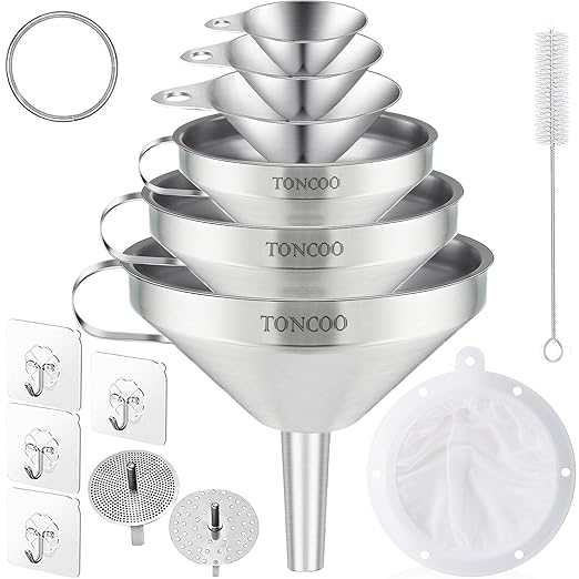 Toncoo 6 Pack Stainless Steel Funnels