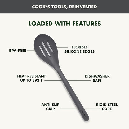 GreenPan Silicone Slotted Spoon, Cooking Kitchen Utensil, Mixing Stirring